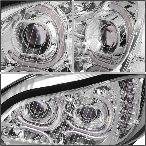 Miniatura 7 de DNA MOTORING - HL-HAY-015-CH Par de faros delanteros LED de halo dual DRL con señal de giro, haz alto/bajo, proyector compatible con Freightliner M2