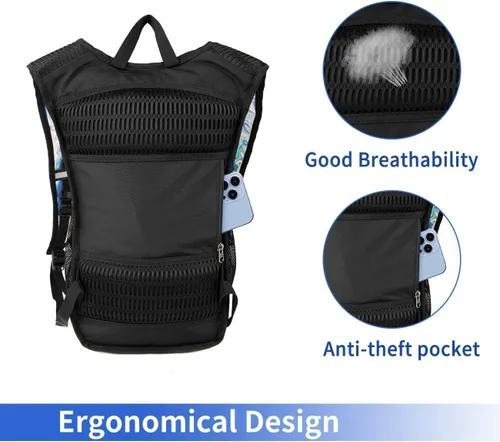 Miniatura 8 de Mochila de hidratación con luces frías, bolsa de agua de 2 L, bolsa ligera para correr, senderismo, bicicleta, escalada, festival de música esencial