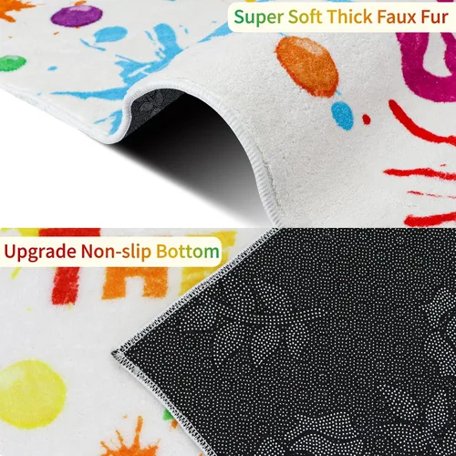 Miniatura 4 de Alfombra colorida para niños, alfombra lavable para niños, alfombras de área de huellas de manos para dormitorio de niños, alfombra de juego