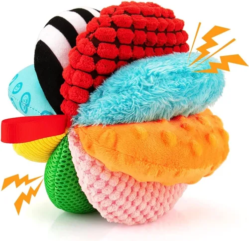 Miniatura 9 de Pelotas sensoriales 8 en 1 para niños pequeños, juguete de tela arcoíris para desarrollo sensorial, juguetes Montessori para bebés de 6 a 12 meses