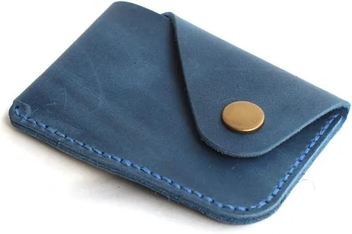 Miniatura 59 de Cartera organizadora de tarjetas de bolsillo frontal cosida a mano minimalista de cuero genuino para tarjetas, billetera con tarjetero pequeño, Negro