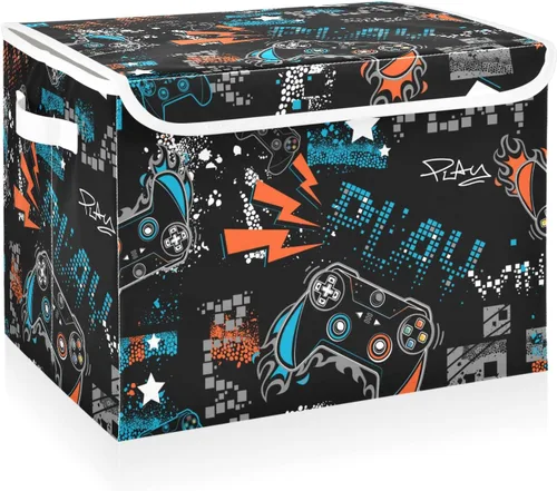 Miniatura 28 de CaTaKu Contenedores grandes de tela con tapas, cajas de almacenamiento de bastones de caramelo de Navidad con asas para organizar la ropa, cubos
