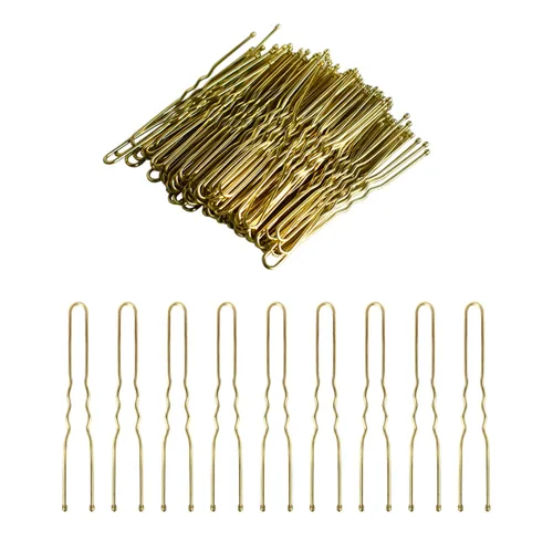 Miniatura 8 de Juego de 100 horquillas para el cabello onduladas invisibles en forma de U, grandes y resistentes para mujeres y moño de ballet con caja