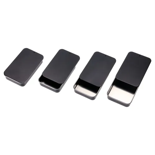 Mini Skater 4 mini recipientes de lata de metal deslizantes de 3.15 x 1.97 x 0.59 pulgadas, cubierta deslizante, caja de lata de empuje y tirón,
