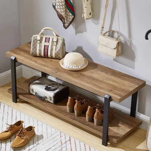 FOLUBAN Banco de entrada, banco industrial de almacenamiento de zapatos para dormitorio, sala de estar, asiento moderno de interior para pasillo,