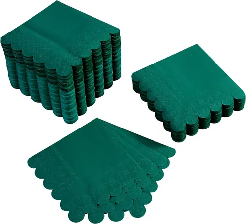 Miniatura 11 de 100 paquete de servilletas de cóctel de 2 capas con borde festoneado, servilletas de postre plegadas de 5 x 5 pulgadas, servilletas desechables