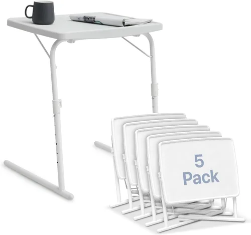 Miniatura 16 de Magshion Bandeja de TV inclinable ajustable de 22 pulgadas, mesa para cena en cama o sofá, cómoda mesa negra plegable con 3 ajustes de ángulo