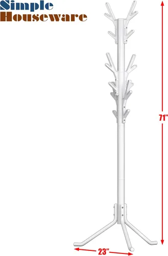 Miniatura 6 de Simple Houseware - Perchero de pie organizador para abrigos y sombreros con forma de árbol, con 18 ganchos, blanco para entrada, dormitorio y pasillo