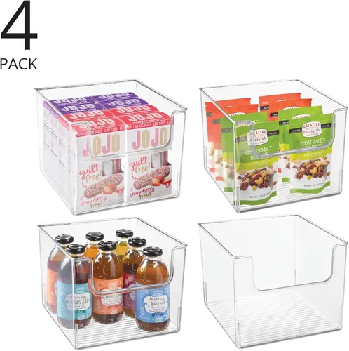 Miniatura 2 de mDesign Juego de 4 bandejas de almacenamiento de cocina abiertas para almacenamiento de alimentos de plástico, ideal para armarios de cocina o como