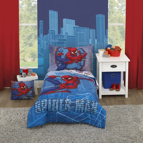 Miniatura 5 de Disney Marvel Spiderman Wall Crawler - Manta para niños pequeños, color rojo, blanco y azul
