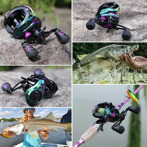 Miniatura 7 de Sougayilang Carretes de Baitcasting - Carrete de Pesca Colorido, Relaciones de Engranajes 8.0:1/7.3:1, 9+1 BB, Sistema de Frenado Magnético B-zurdo