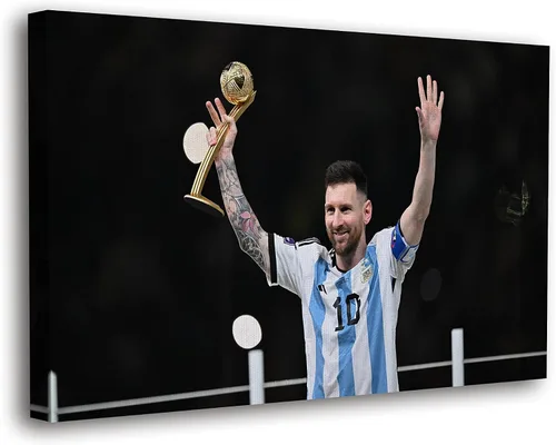Miniatura 20 de SpiritualHands Lionel Messi - Póster en lienzo de Messi Argentina, póster de fútbol de Leo Messi para dormitorio de niños, 8 x 12 pulgadas, listo