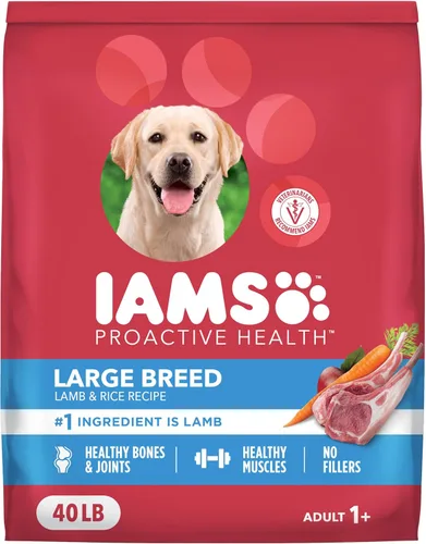 IAMS Proactive Health - Alimento seco para perros adultos de raza grande, receta de cordero y arroz, bolsa de 40 libras
