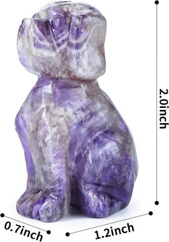 Miniatura 4 de Artistone Estatua de animales de cristal de amatista de 2 pulgadas con piedras preciosas talladas para cachorro, escultura artesanal para decoración