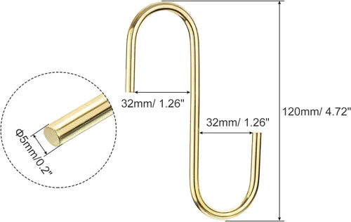 Miniatura 2 de uxcell Ganchos colgantes en S, colgador de acero extra largo de 5 pulgadas (4.724 in), usos en interiores y exteriores para jardín, baño, armario