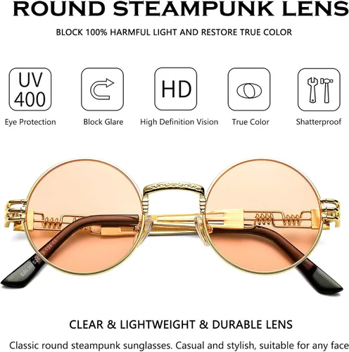 Miniatura 3 de DeBuff Gafas de sol retro redondas steampunk hippie