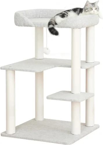 Mordern - Torre de árbol para gatos de 37.4 pulgadas con postes rascadores, torre de árbol para gatos de varios niveles con base grande para