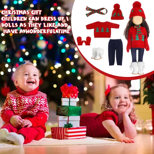 Miniatura 6 de Bencailor Conjunto de 6 piezas de ropa y accesorios de invierno de 18 pulgadas para muñecas de invierno, suéteres, pantalones, sombreros, zapatos