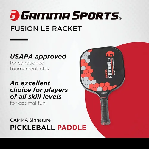 Miniatura 4 de Gamma Pickleball Paddles, Fusion Series, React, Power, Wider Surface Maximizes Hit Potential for All Skill Levels, Indoor/Outdoor Racquet, USAPA