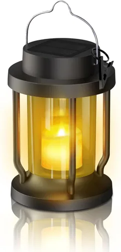 Miniatura 8 de Farol solar para uso en interiores y exteriores, luces solares colgantes con vela parpadeante realista sin llama, resistente a la intemperie