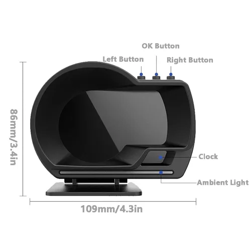 Miniatura 8 de Riloer Pantalla frontal para coche, GPS+OBD HUD Head Up Display P6 para la mayoría de los coches (negro)