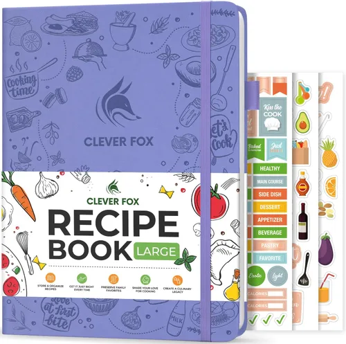 Clever Fox Libro de recetas – Haz tu propio libro de cocina familiar – Organizador de cuaderno de recetas en blanco – Diario de cocina vacío para