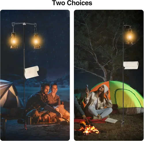 Miniatura 8 de REDCAMP Farol plegable de 72 pulgadas de alto con estacas y ganchos, postes de lámpara plegables de aleación de aluminio ultraligeros portátiles