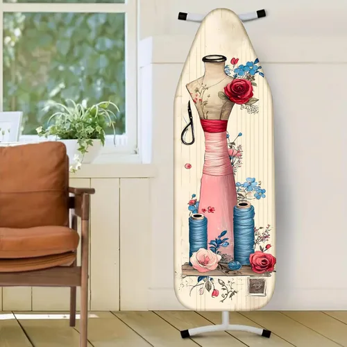 Miniatura 2 de Nuxovilar Maniquí de Costura Vintage y Funda para Tabla de Planchar con Patrón Floral, 15×54 pulgadas, Se Adapta a la mayoría de Tablas Estándar