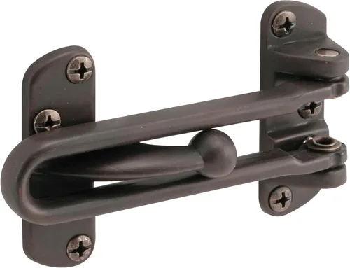 Prime-Line U 10309 - Cerradura de barra oscilante para puertas batientes con bisagras, cerradura de seguridad secundaria para puerta y seguridad,