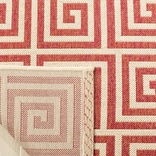 Miniatura 4 de SAFAVIEH Linden Collection - Alfombra lavable para exteriores, alfombra de pasillo de 2.2 x 8 pies, color rojo y crema, no desprende pelusa y fácil