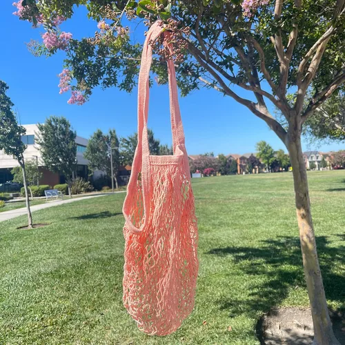 Miniatura 9 de Bolsa de red de malla con bolsa larga con asa de hombro, estirable y reutilizable para compras de comestibles, almacenamiento de juguetes de playa