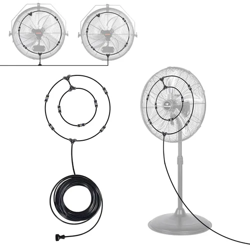 Miniatura 8 de Kit de nebulización de ventilador. Misters de ventilador para refrigeración al aire libre, anillo rociador integrado para exteriores con válvula