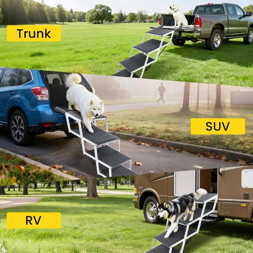 Miniatura 4 de Escaleras para perros grandes, rampa extra ancha para perros con superficie antideslizante, rampa plegable y portátil para automóvil para SUV