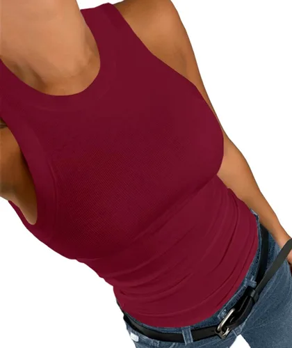 Miniatura 3 de Afibi Camisetas sin mangas para mujer, de verano, básicas, de punto delgado, acanaladas, con espalda cruzada