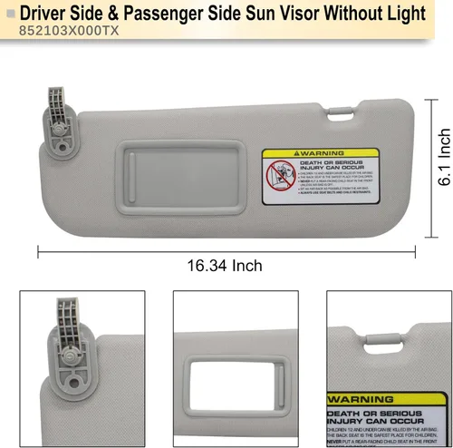 Miniatura 4 de NHILES Visera solar lateral izquierda del conductor y lateral derecho del pasajero de reemplazo compatible con Hyundai Elantra 2011 2012 2013 2014