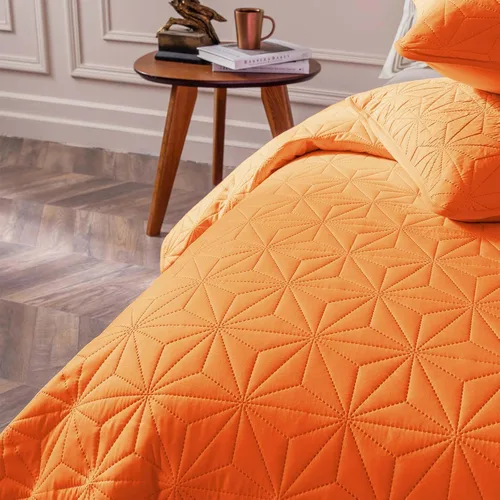 Miniatura 6 de Juego de ropa de cama Whale Flotilla King, colchas suaves de color naranja para cama tamaño King, 3 piezas de colcha geométrica ligera