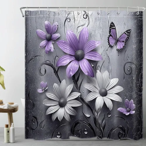 Miniatura 28 de LB Get Naked - Cortina de ducha pequeña de 48 x 68 pulgadas, forro de cortina de ducha de tamaño medio azul y rosa, cortinas de ducha estrechas