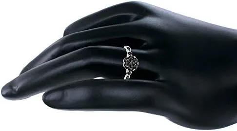 Miniatura 3 de Anillo de compromiso de diamantes negros de 14 cttw compuesto de plata de ley 925