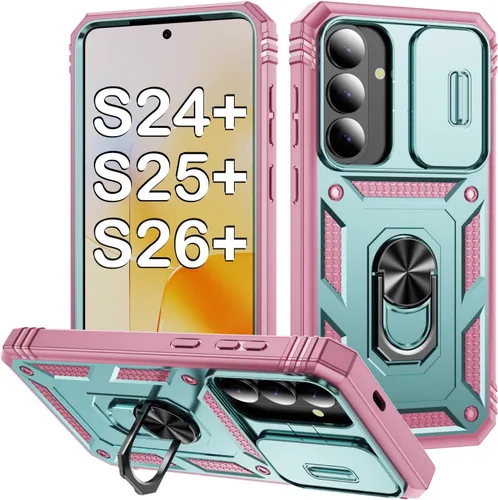Miniatura 41 de PASNEW Funda para Samsung Galaxy S22 Ultra 5G, cubierta de cámara deslizante y soporte de dedo de metal giratorio de 360°, militar, resistente, a