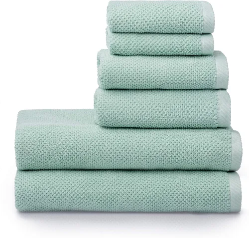 Miniatura 9 de Welhome Franklin - Juego de 6 toallas 100% de algodón con textura, 600 GSM, suaves y lujosas, 2 toallas de baño, 2 toallas de mano, 2 paños