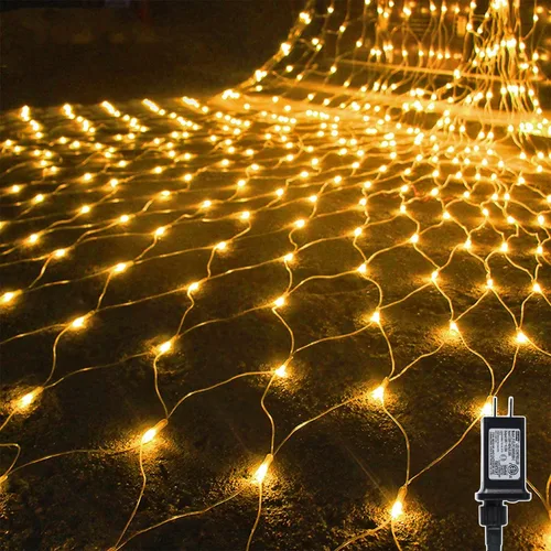 Miniatura 13 de Waterglide - Luces de red de San Valentín para exteriores, 12 x 5 pies, 360 luces LED de malla con 8 modos de iluminación, luces impermeables