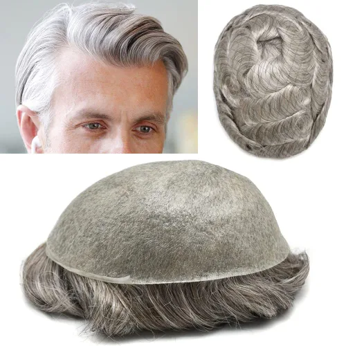 Miniatura 84 de Hombres Toupee Hair Thin Skin Men Human Hair Piece Men Toupee Cabello humano V-loop de aspecto natural Toupee Hombres Hairpiece Men Hair System