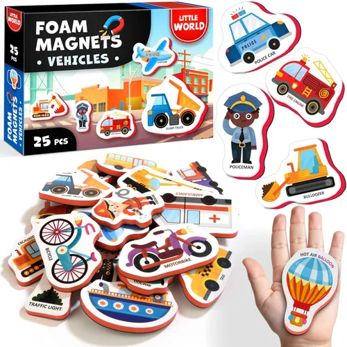 Little World Juego grande de imanes de nevera seguros y duraderos para niños pequeños de 1 a 3 años, imanes de refrigerador para niños, imanes de