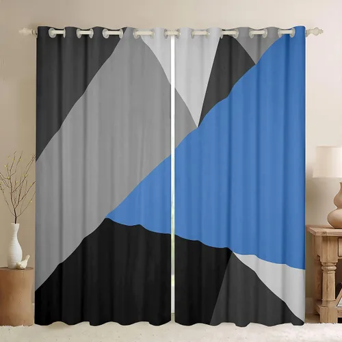 Miniatura 18 de Cortinas opacas de 38 pulgadas de ancho x 45 pulgadas de largo, cortinas opacas de triángulo geométrico naranja, negro, gris claro, cortinas