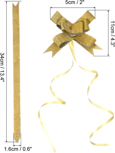 Miniatura 2 de PATIKIL Cinta de lazos de 2 pulgadas, paquete de 40 lazos decorativos para bodas, fiestas, cumpleaños, decoración en tono dorado