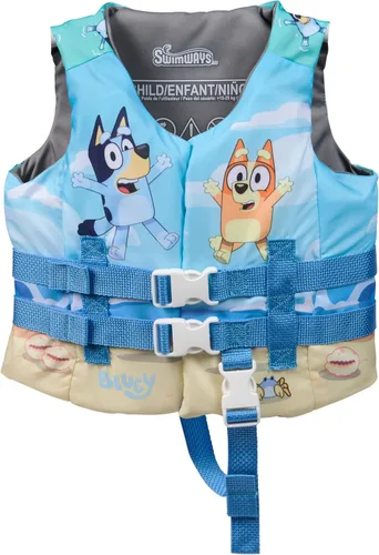Miniatura 6 de SwimWays Bluey Chaleco salvavidas aprobado por la Guardia Costera de Estados Unidos, chaleco de natación para niños de 33 a 55 libras, azul