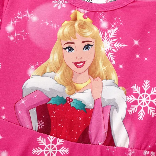 Miniatura 3 de Disney Princess - Conjunto de vestido de manga larga con estampado de personajes y capucha con estampado de copos de nieve