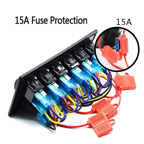 Miniatura 6 de Panel FXC impermeable, con ranura de doble puerto USB, fusibles de 4.2 A, visualización digital de voltaje, toma de encendedor y 4, 6 u 8 tipos