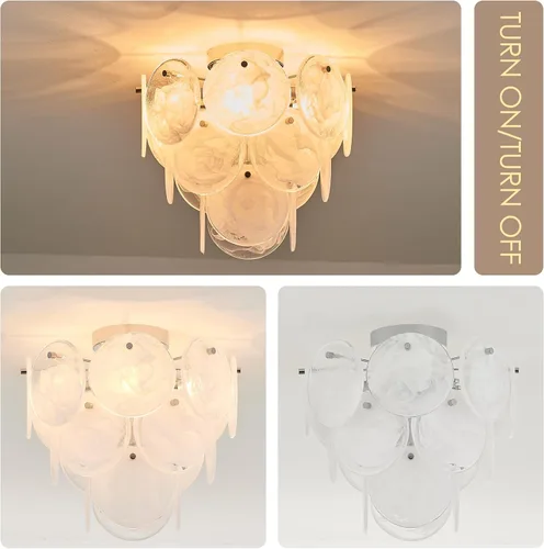 Miniatura 4 de Moderna lámpara de techo de cristal de montaje empotrado, acabado cromado, luces de pasillo vintage, lámpara única de 4 luces para dormitorio