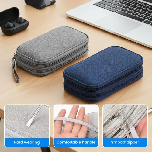 Miniatura 4 de Bolsa organizadora de cables de viaje, caja organizadora de cables actualizada 2026, caja organizadora de cables electrónicos de doble capa, bolsa